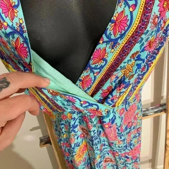 Ecowish Bohemian Floral Wrap Dress V-Neck Women’s Size Small Maxi - Picture 3 of 11